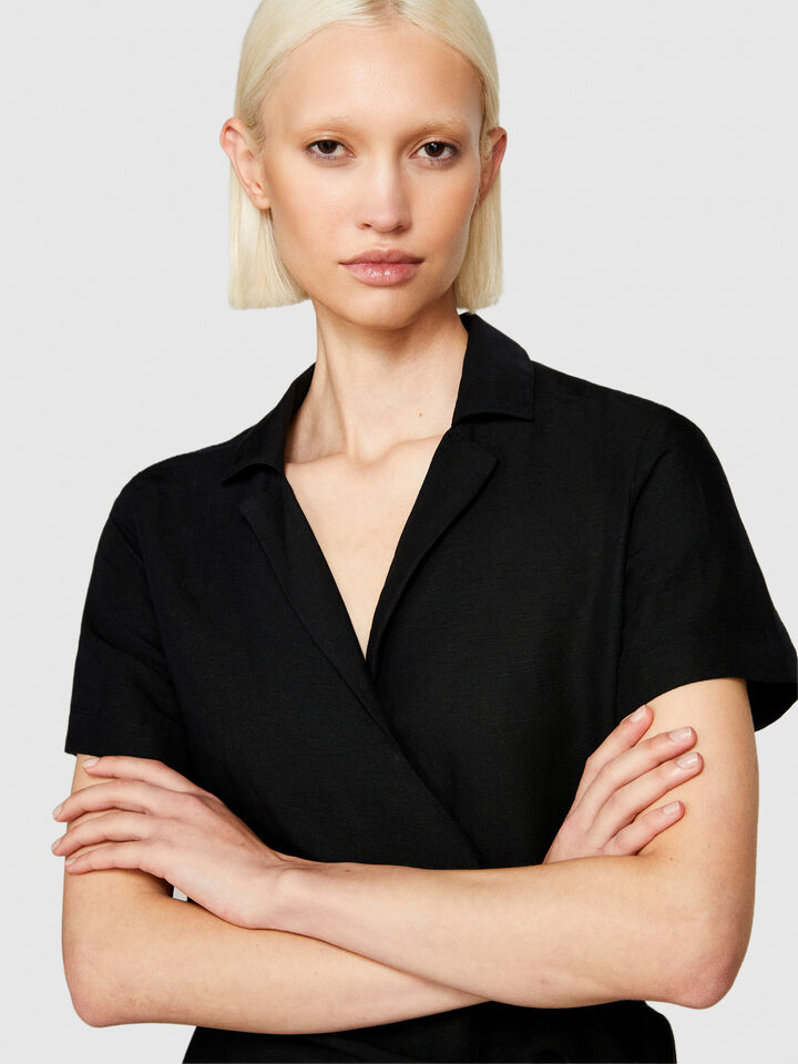 Midi dress with twist - women's midi dresses - Black | Sisley image number 5